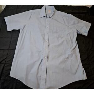 Brooks Brothers Classic 16.5 Light Blue Short Sleeve Non Iron Supima Cotton